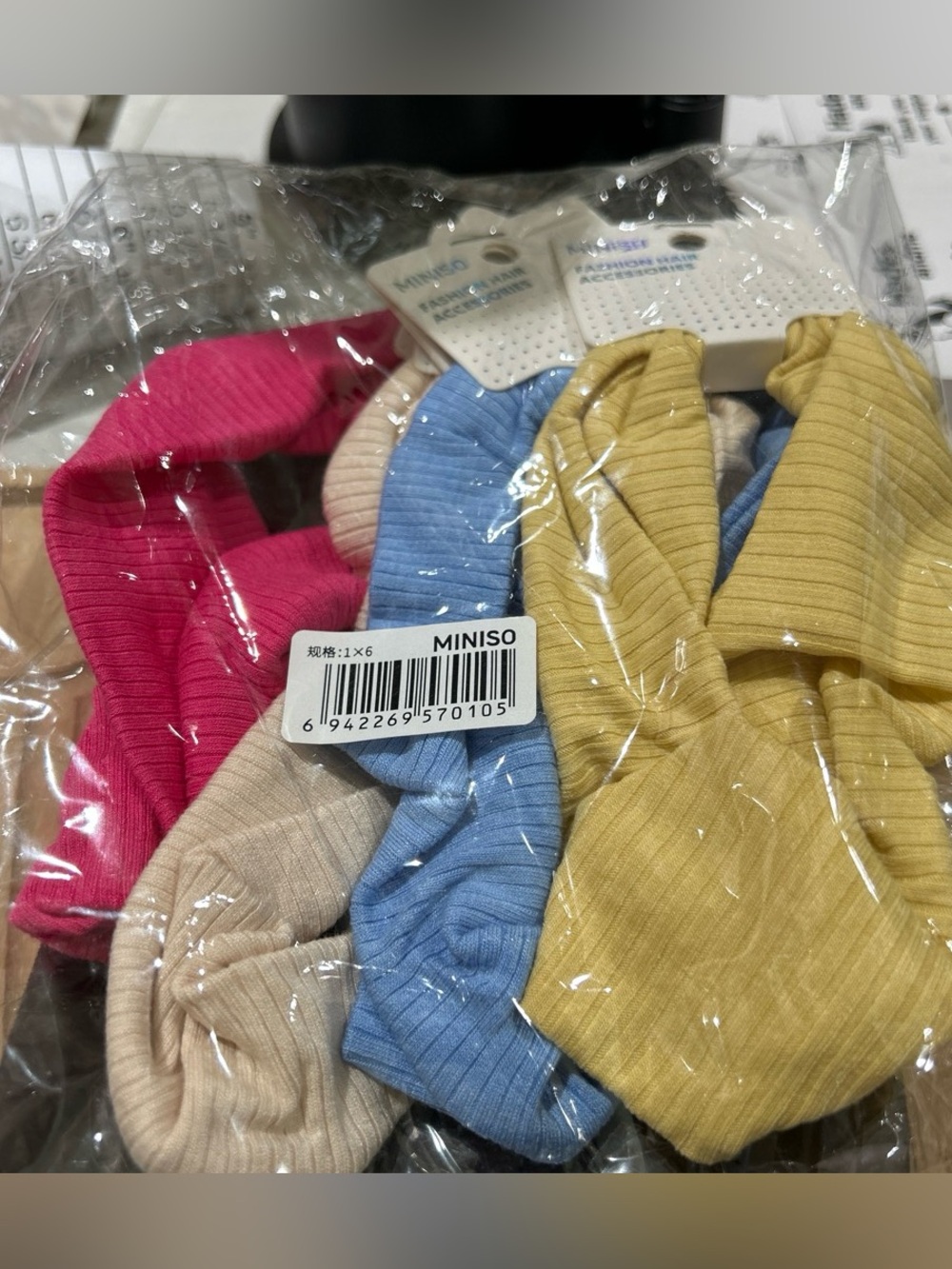 4 color headband pink, blue, beige and yellow
